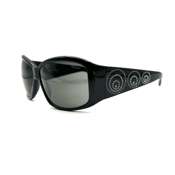Chopard Rectangle Black Sunglasses Polka Dot Crystals RARE main image 10